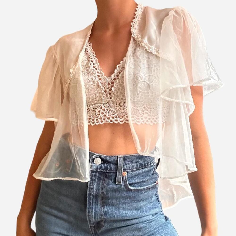 Vintage lingerie sheer over shirt blouse sheer